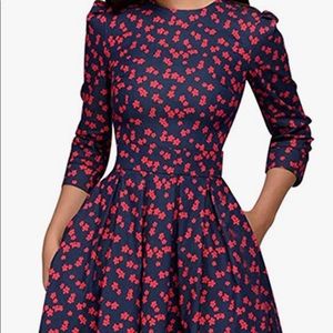 Cute 3/4 Sleeve Floral Midi Dress with pockets.